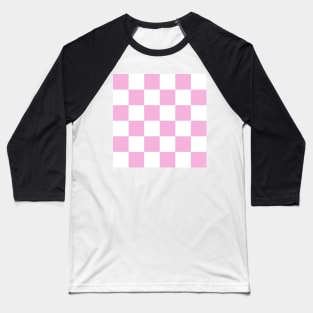 Pink and white checkerboard print Baseball T-Shirt